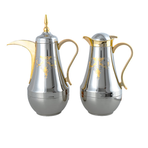 Vaccum Flask Set - 1L + 1L - Nickel/Gold