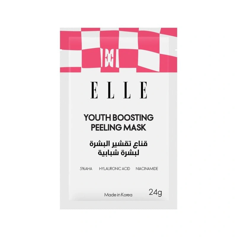 Korean ELLE Youth Boosting Peeling Mask – Anti-Aging, Hydrating & Brightening Face Mask – Packed with Peptides, Niacinamide, Lactic Acid and Hyaluronic Acid for Radiant, Youthful Skin