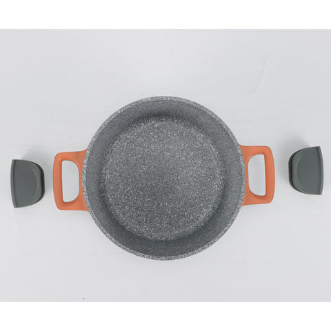Daewoo H Series 9 Pcs Granite Cooking Set 28, 24, 20 cm Pot, 26 cm Pan with 2 Pcs of Utensil Tools