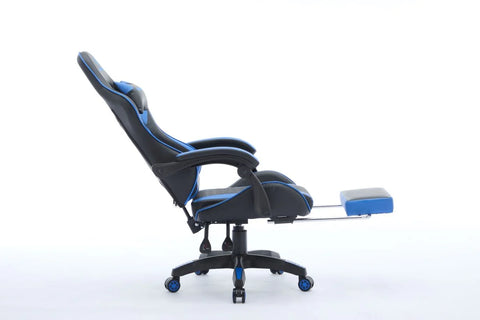 Oartex Model LD034 PVC Gaming Chair With Footrest - Black & Blue