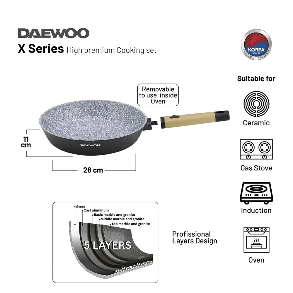 Daewoo Granite Frying Pan 28 cm - Black & Brown