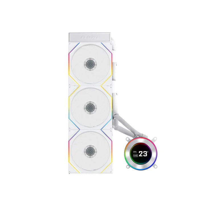 LIAN LI Hydro-Shift II LCD-C 360TL Liquid CPU Cooler with TL Wireless Fans, 2.1" IPS LCD Screen - White