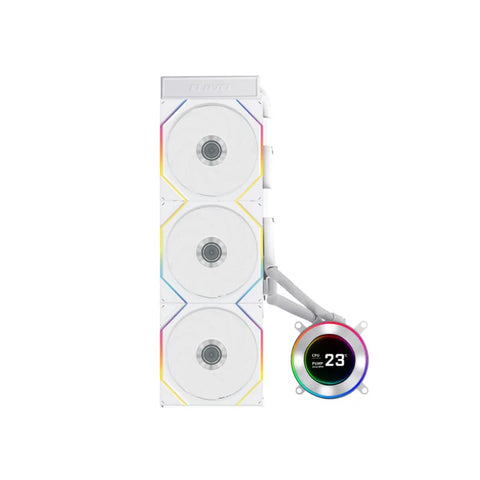 LIAN LI Hydro-Shift II LCD-C 360TL Liquid CPU Cooler with TL Wireless Fans, 2.1" IPS LCD Screen - White