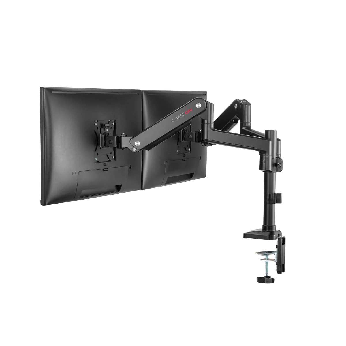 GAMEON GO-2045 Pole-Mounted Gas Spring Dual Monitor Arm, Stand And Mount For Gaming And Office Use, 17" - 32", Each Arm Up To 9 KG - Black