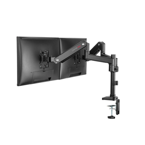 GAMEON GO-2045 Pole-Mounted Gas Spring Dual Monitor Arm, Stand And Mount For Gaming And Office Use, 17" - 32", Each Arm Up To 9 KG - Black