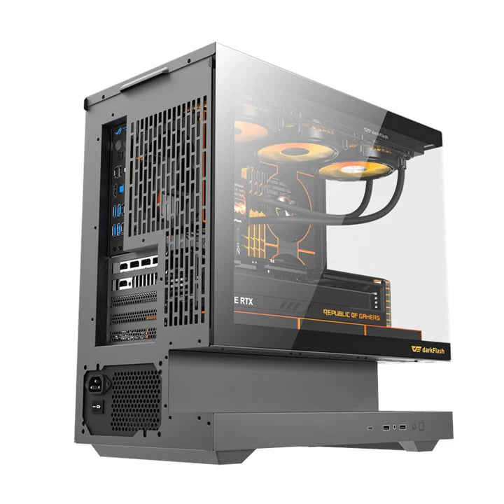 DarkFlash FLOATRON F1 Micro ATX Gaming Case - Black (Fans Not Included)