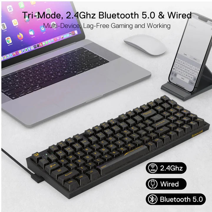 ريدراجون K658، آيرليا برو SE بنسبة 90%، لوحة مفاتيح ألعاب ميكانيكية شفافة بالكامل، RGB لاسلكية بثلاثة أوضاع