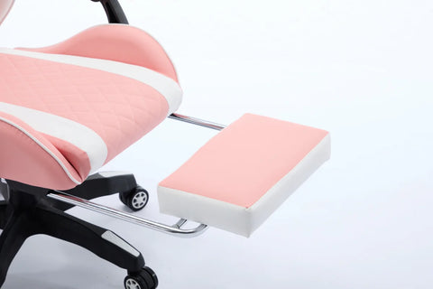 Oartex Model LD034 PVC Gaming Chair With Footrest - Pink & White