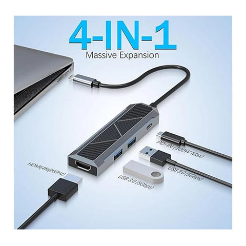 Redragon UCA 4-Port USB-C Hub - Black