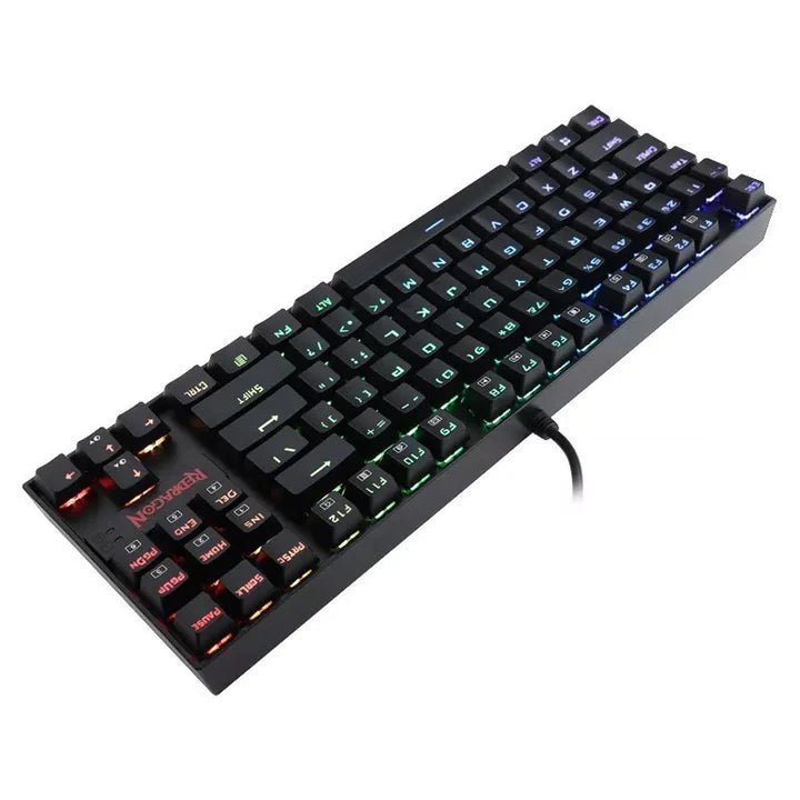 ريدراجون K552، KUMARA RGB لوحة مفاتيح ميكانيكية سلكية TKL للألعاب (مفاتيح زرقاء) - أسود