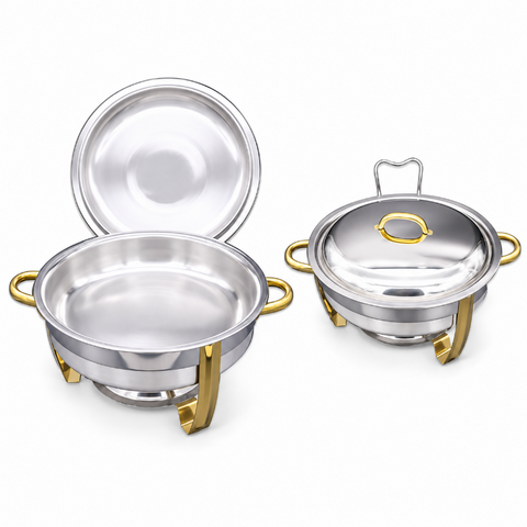 Stainless Steel Round Gold Chafer - 6.8L