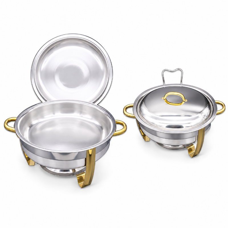 Stainless Steel Round Gold Chafer - 6.8L