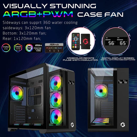 GAMEON INFINITY Series ARGB ATX Mid Tower Gaming PC Case - (7 ARGB Fans Included)