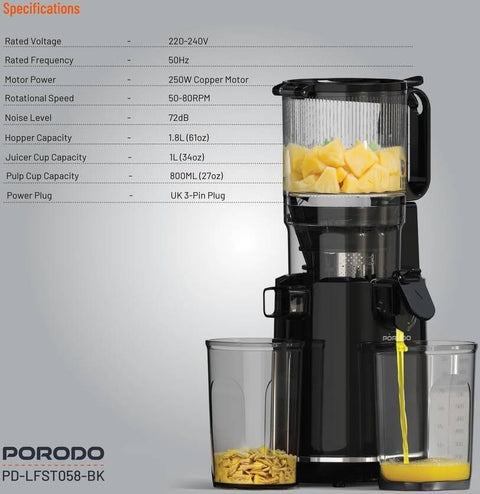 Porodo Lifestyle Cold Press Juicer - Black