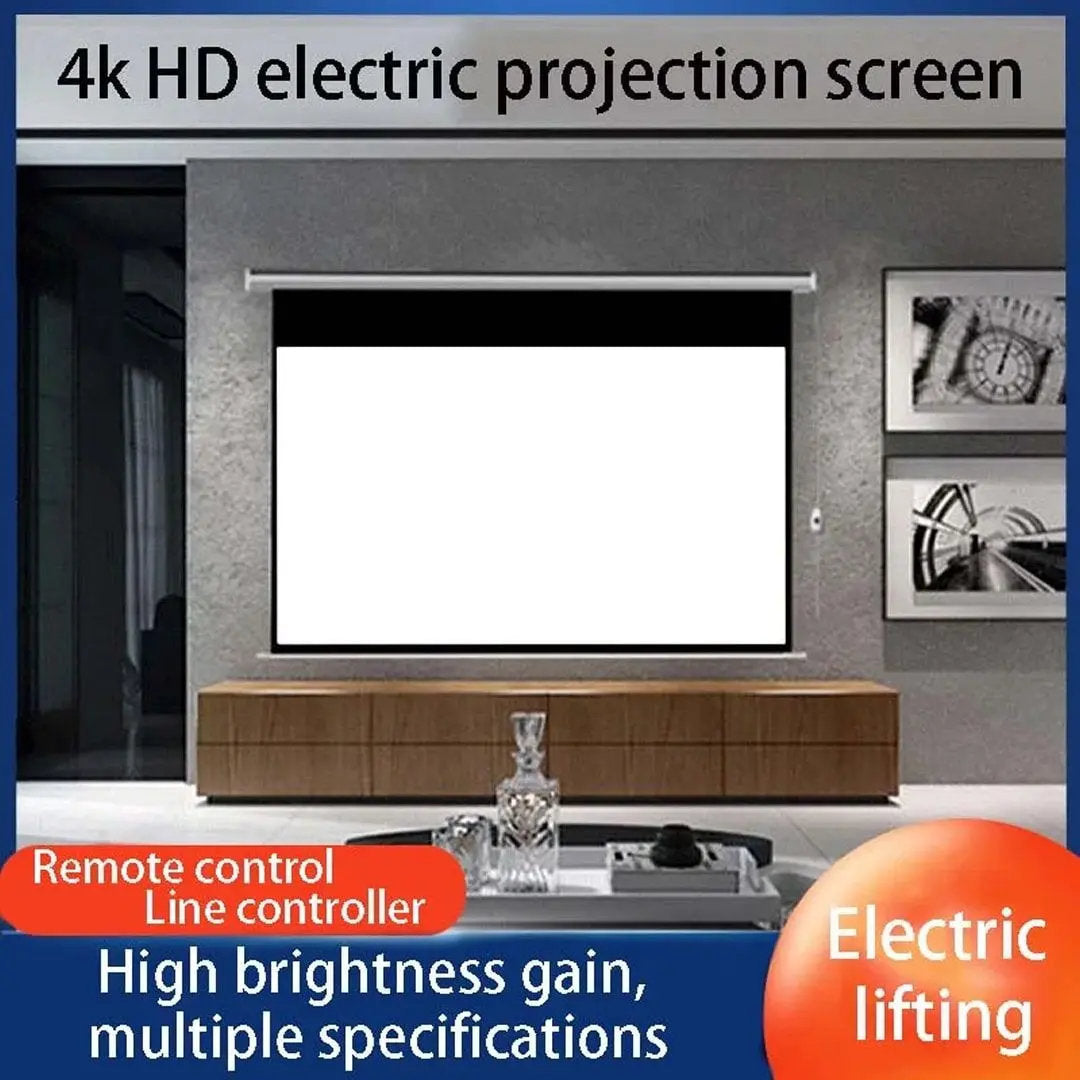 100-Inch Motorized Projector Screen Retractable Foldable Display with Remote Control, Matte White HD Viewing Screen