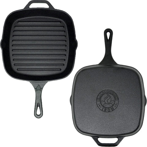 Westinghouse 28 cm Pre-Seasoned Cast Iron Square Grill Pan – Black