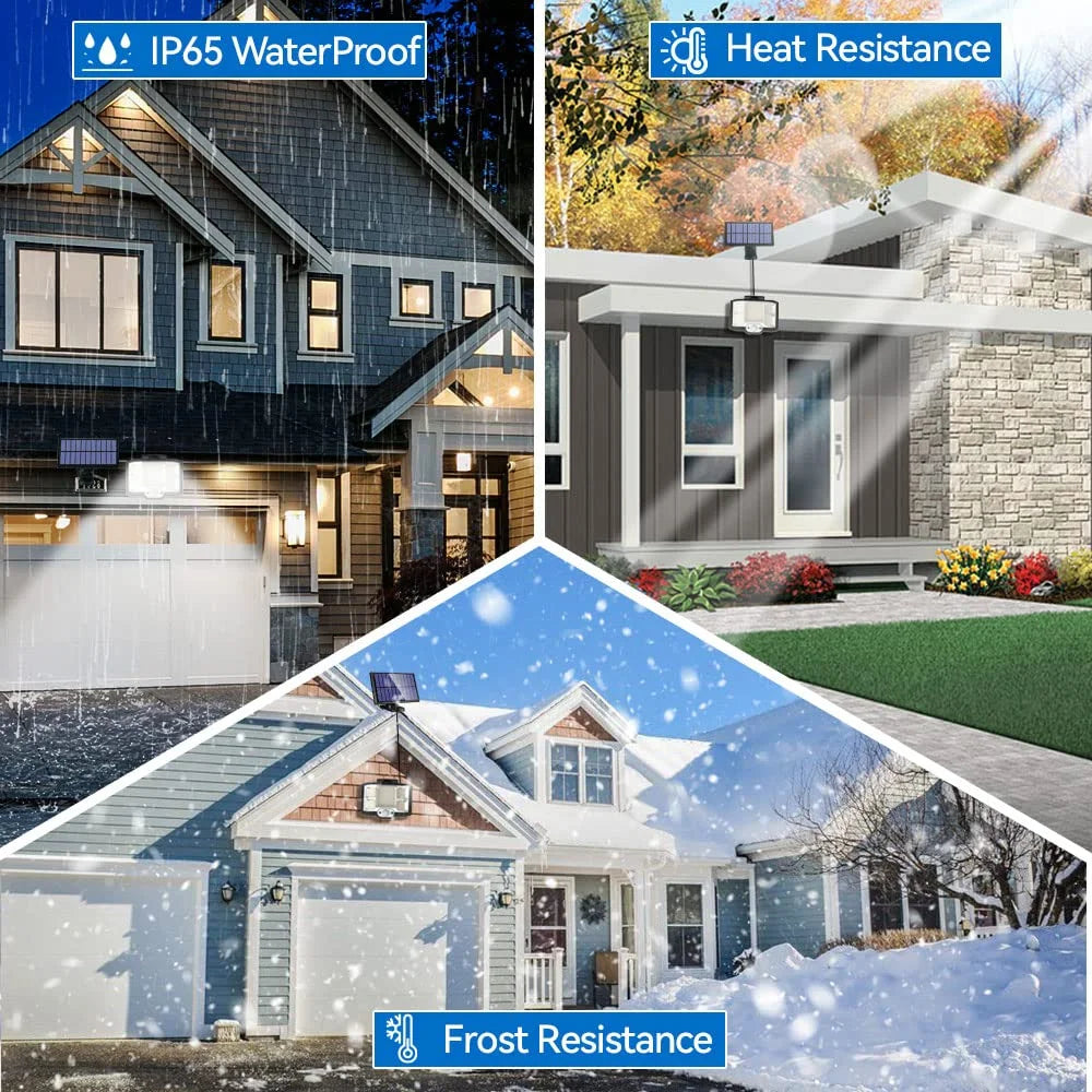 KKF Solar-Powered LED Security Wall Light with Motion Sensor & Remote Control, 120° Wide-Angle Detection, 20㎡ Illumination Coverage & Waterproof Design for Outdoor Use