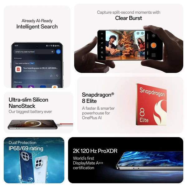 OnePlus 13 5G – 6.82-inch 120Hz ProXDR Display, 16GB RAM, 512GB Storage, Snapdragon 8 Elite, 100W Fast Charging