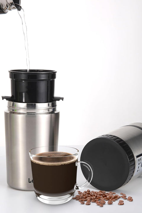 LePresso Portable Mug Burr Grinder Coffee Maker - Sliver