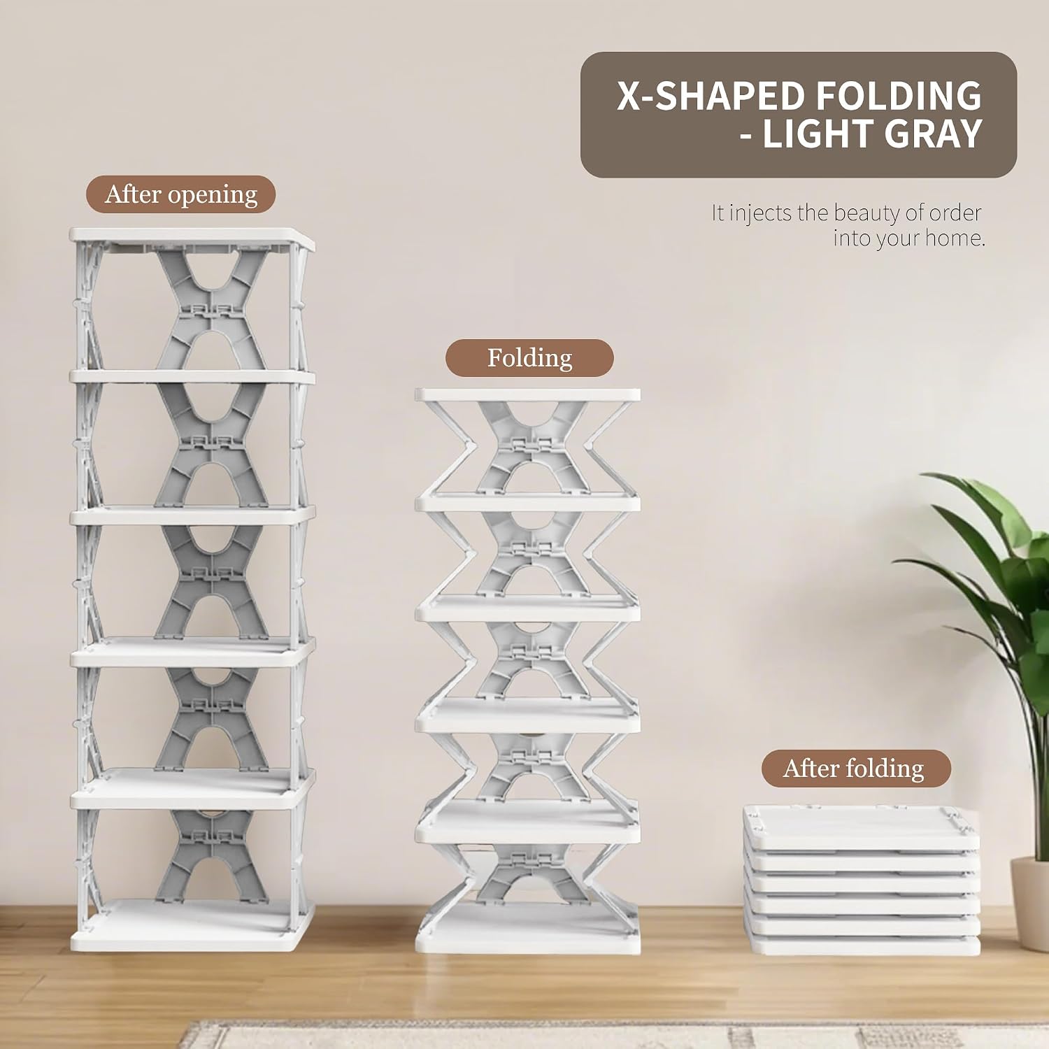 6-Tier Foldable Collapsible Kids Shoe Rack