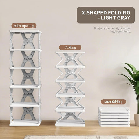6-Tier Foldable Collapsible Kids Shoe Rack