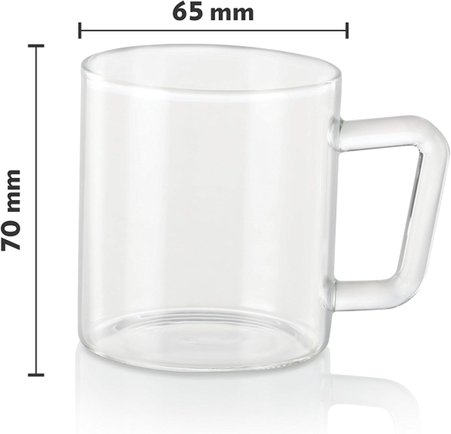 Borosil Vision Classic Borosilicate Glass Mug Set of 6 – 190 ml