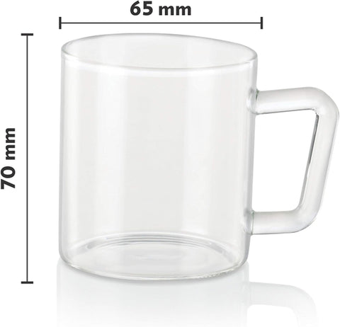 Borosil Vision Classic Borosilicate Glass Mug Set of 6 – 190 ml