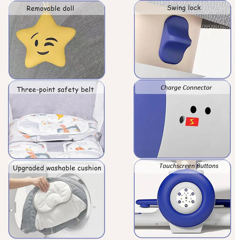 Electric Baby Swings for Infants to Toddler Indoor Portable Baby Swing for Babies Boys Girls with 4 Sway Speeds,4-Speed Timer Baby Rocking Chair