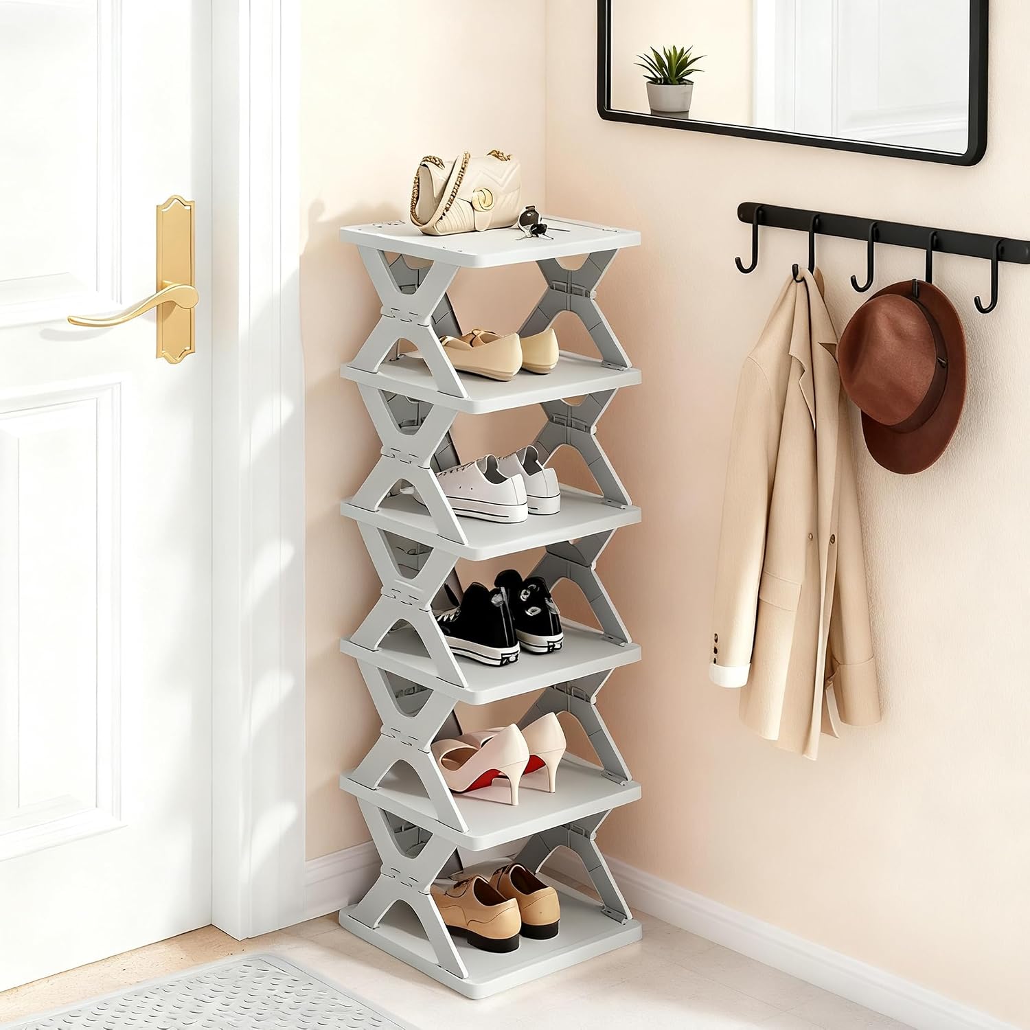 6-Tier Foldable Collapsible Kids Shoe Rack
