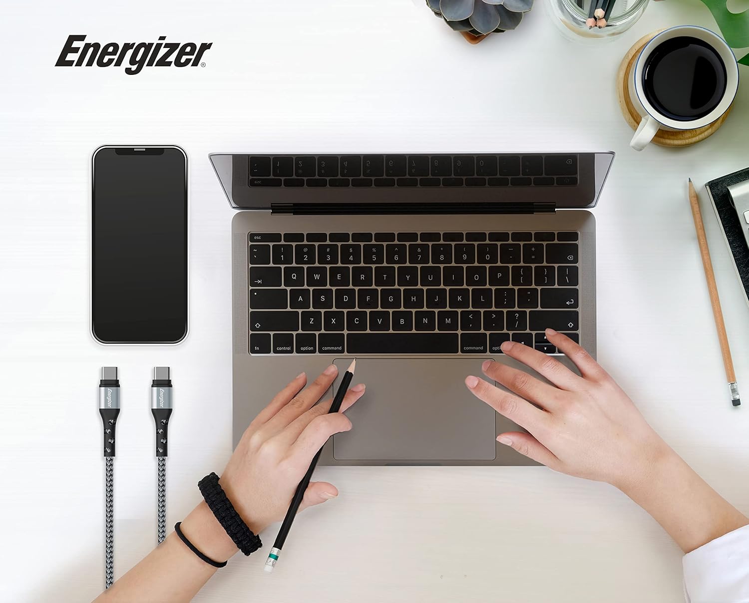 Buy Energizer Ultimate Metal Braided Type-C to Type-C Cable, 1.2m - Silver Online in Be3ah Kuwait
