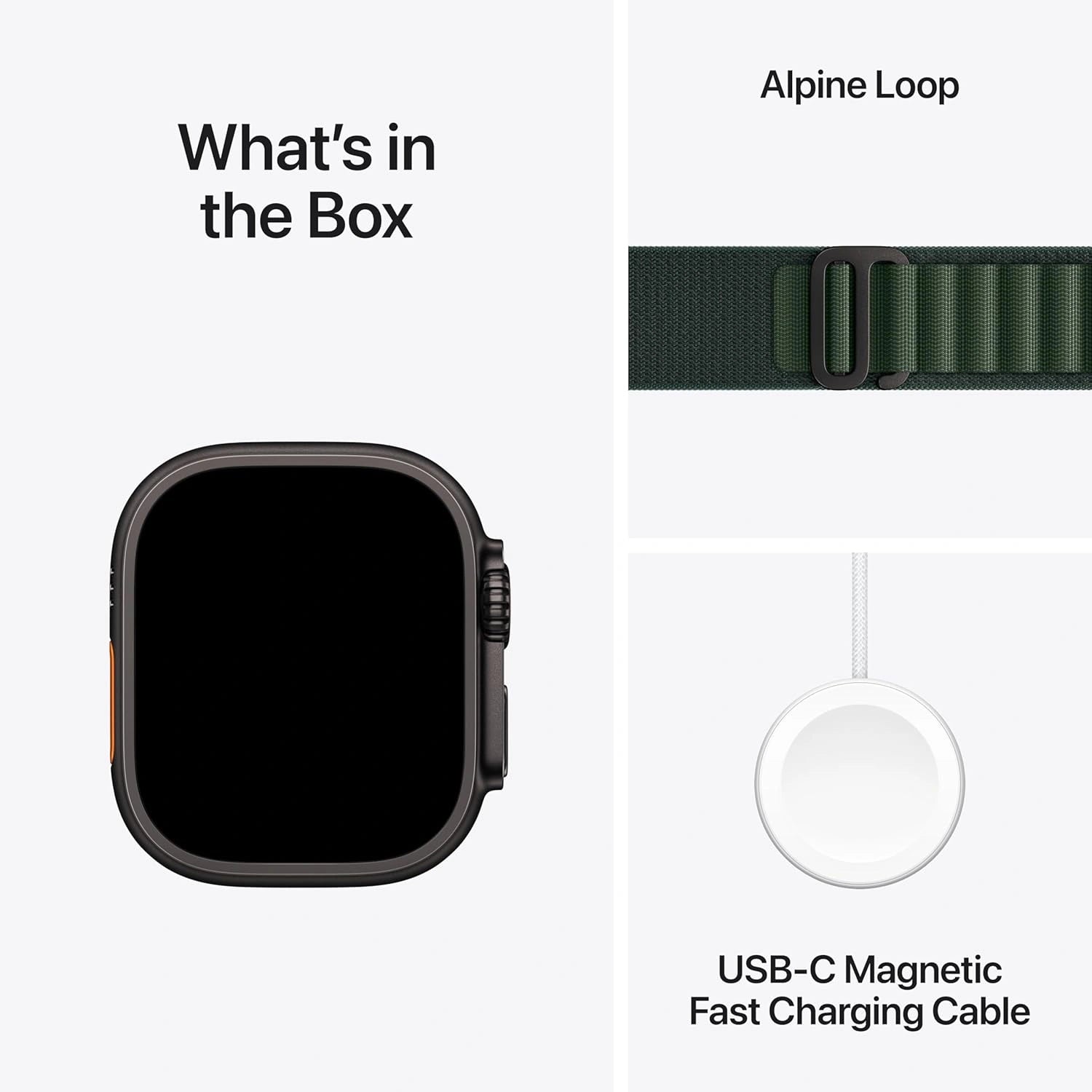 Apple Watch Ultra 2 GPS + Cellular 49mm – Black Titanium Case With Dark Green Alpine Loop - Small