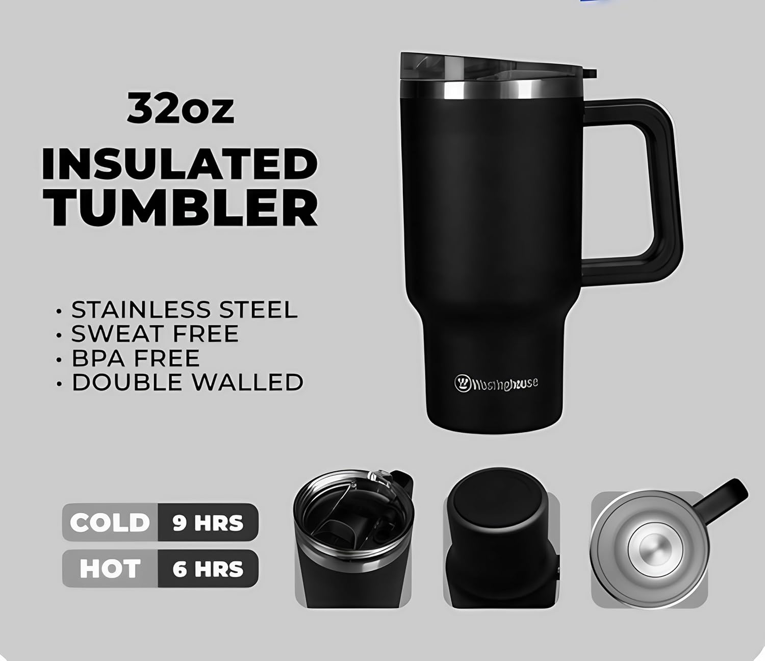 ويستنجهاوس، كوب معزول من الستانلس ستيل مزدوج الجدار، يحافظ على السخونة لمدة 6 ساعات والبرودة لمدة 9 ساعات