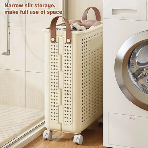 • Khamsan 55L Large Rolling Laundry Basket, Foldable with Handle
