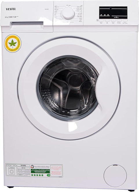 Vestel 6 Kg Front Load Washing Machine 1000 RPM, White - W6104-1