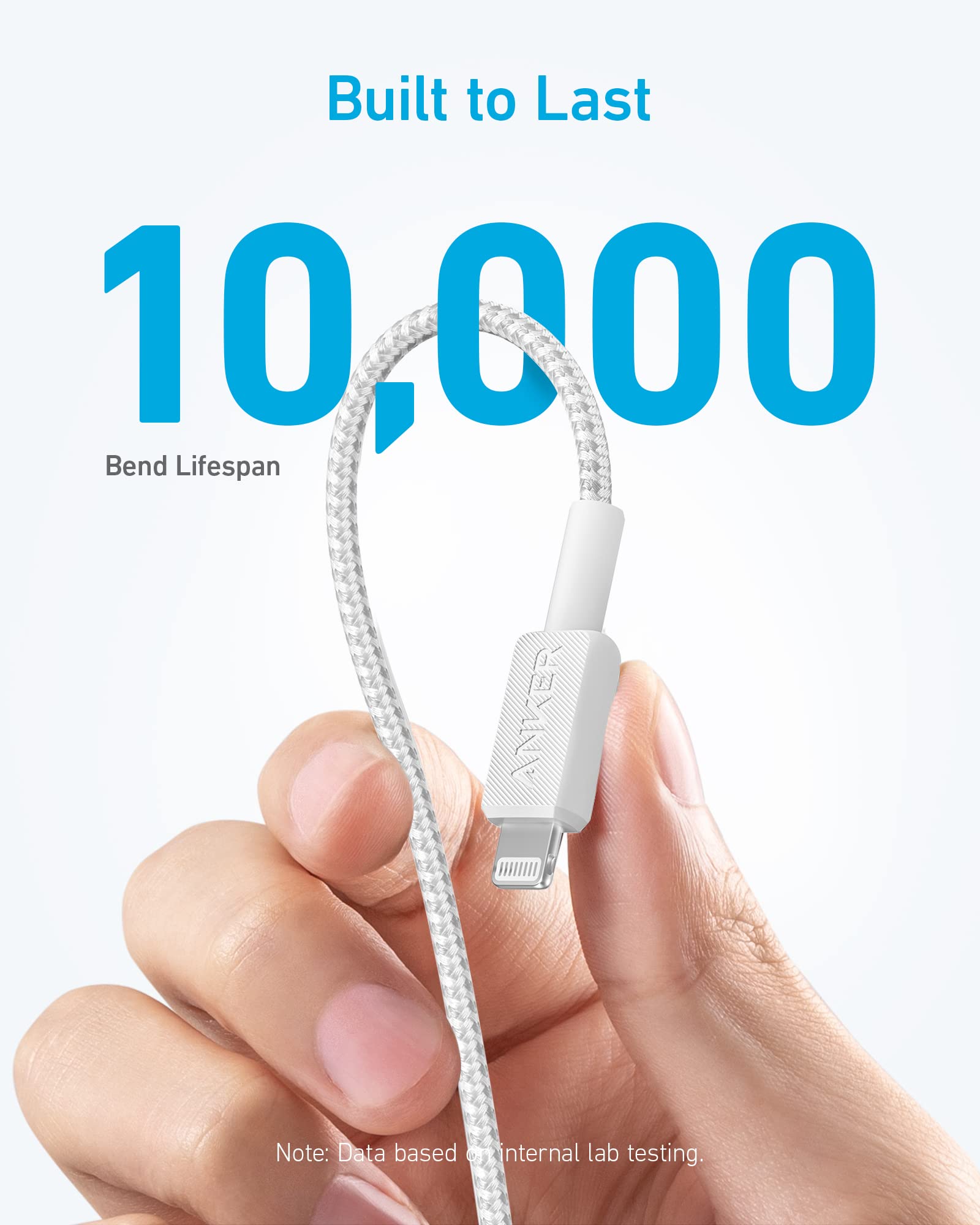Anker 322 USB-C To Lightning Cable (6FT Braided) - White