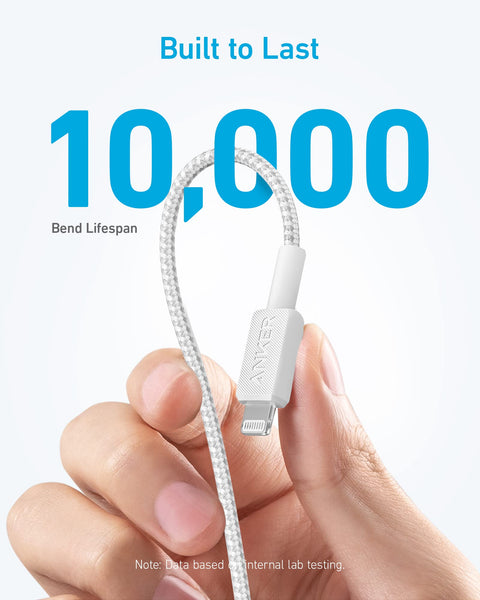 Anker 322 USB-C To Lightning Cable (6FT Braided) - White