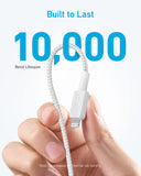 Anker 322 USB-C To Lightning Cable (6FT Braided) - White