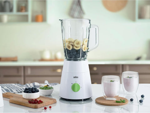 Braun Household Braun PowerBlend 1 Jug Blender 500W, Glass, 1.5 L Capacity, TriAction Technology, 2 Mills 2 Speeds + Ice Crush/Pulse Function - JB 0153