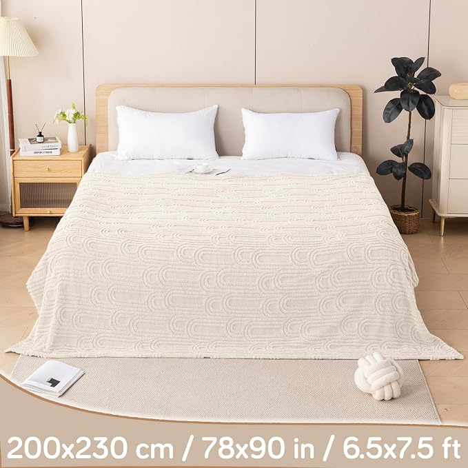 Wajade Fleece Throw Blanket, Fluffy Faux Fur Blanket for Bed Sofa Couch, Soft Warm Thick Blanket,Size 200X230 CM