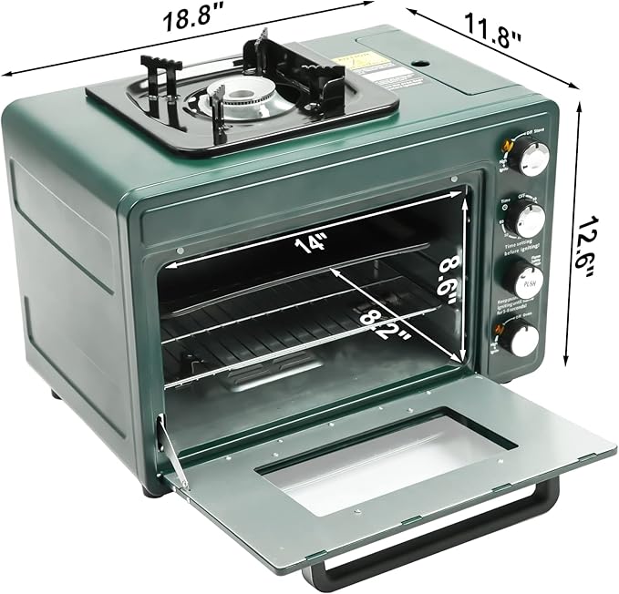 Portable 2-in-1 Butane Gas Camping Oven & Stove – 25 L, 2.1 kW