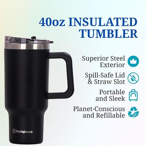 ويستنجهاوس، كوب معزول من الستانلس ستيل مزدوج الجدار، يحافظ على السخونة لمدة 6 ساعات والبرودة لمدة 9 ساعات