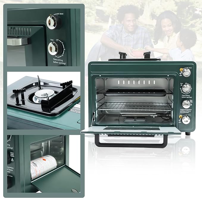 Portable 2-in-1 Butane Gas Camping Oven & Stove – 25 L, 2.1 kW