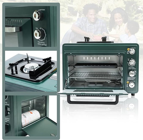 Portable 2-in-1 Butane Gas Camping Oven & Stove – 25 L, 2.1 kW