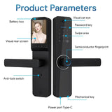 غوبيتا C13 برو، قفل ذكي واي فاي TUYA مع كاميرا وشاشة للأبواب الخشبية، بصمة الإصبع، RFID والتحكم عبر التطبيق