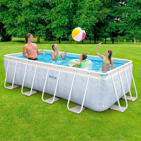 INTEX 4m x 2m x 1m Chevron Prism Rectangular Pool Set, Set-up Size: 4m x 2m x 1m