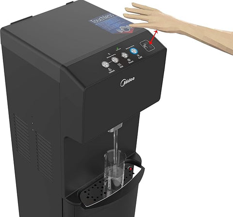 Midea Water Dispenser, Front-Standing/Bottle-Loading, Touchless, Hot & Cold, Black