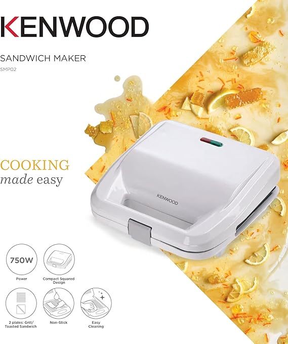 KENWOOD SANDWICH MAKER 2 PLATES 750W WH - SMP02.000WH
