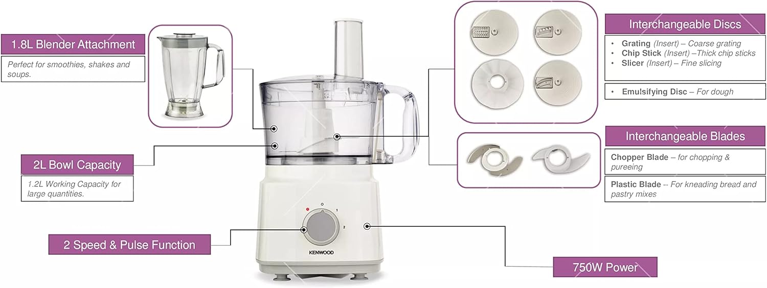 KENWOOD COMPACT FOOD PROCESSOR WHITE - FDP03.C0WH