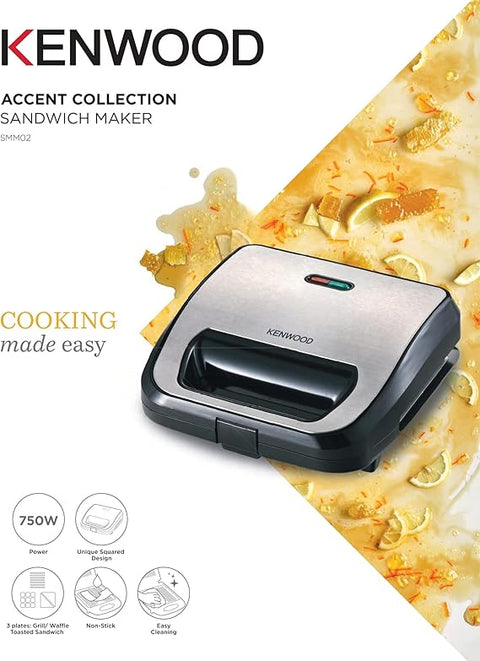 Kenwood Sandwich Maker 3 Plates 750W BKMTL - SMM02.000SI
