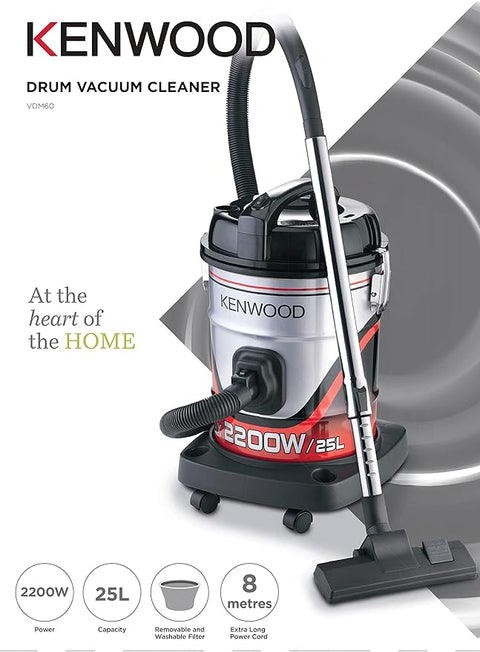 KENWOOD VACUUM DRUM 25LT 2200W BKRDSL - VDM60.000BR